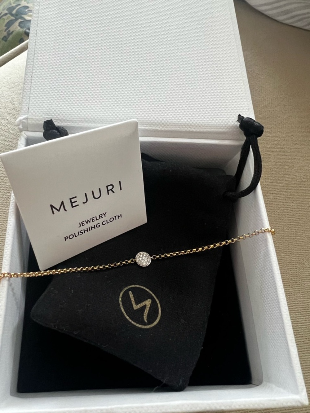 Mejuri Gold Chain Bracelet with Pavé Disc